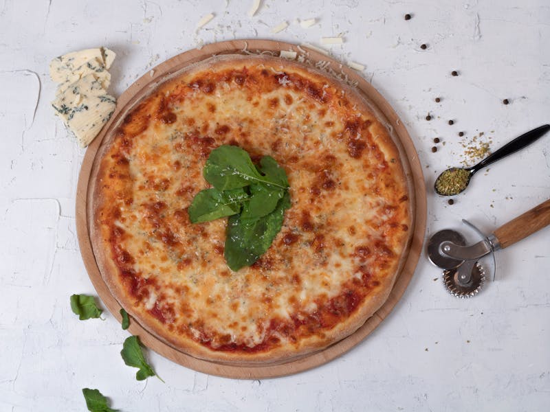 Fresh bruschetta topped with heirloom tomatoes and basil