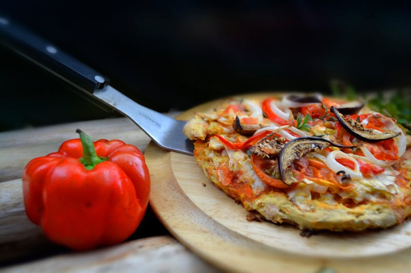 BBQ Chicken pizza with smoked chicken and red onion