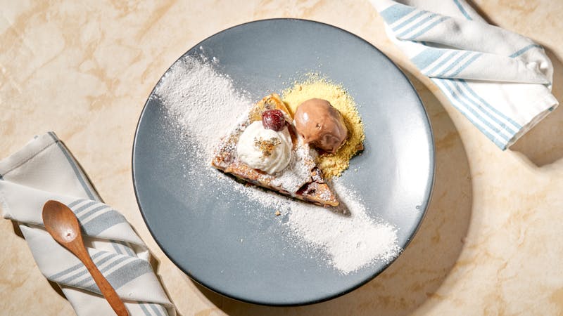 Nutella Calzone dessert with powdered sugar